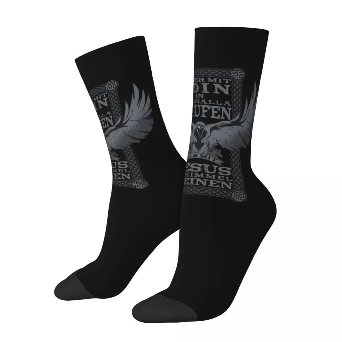 

Funny Crazy Sock for Men Odin Raven Jesus Quote Hip Hop Harajuku The Raven Happy Quality Pattern Printed Boys Crew Sock