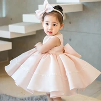 toddler prom dresses new white bow birthday party princess gowns kids flower girl dresses for weddings 3 years children clothes