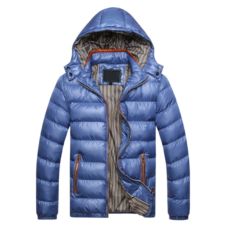 2017 Men's Thick Warm Cotton Solid Coat Fashion Korean Version New Autumn Winter Washed Removable Cap Jackets Big Size 3XL M402