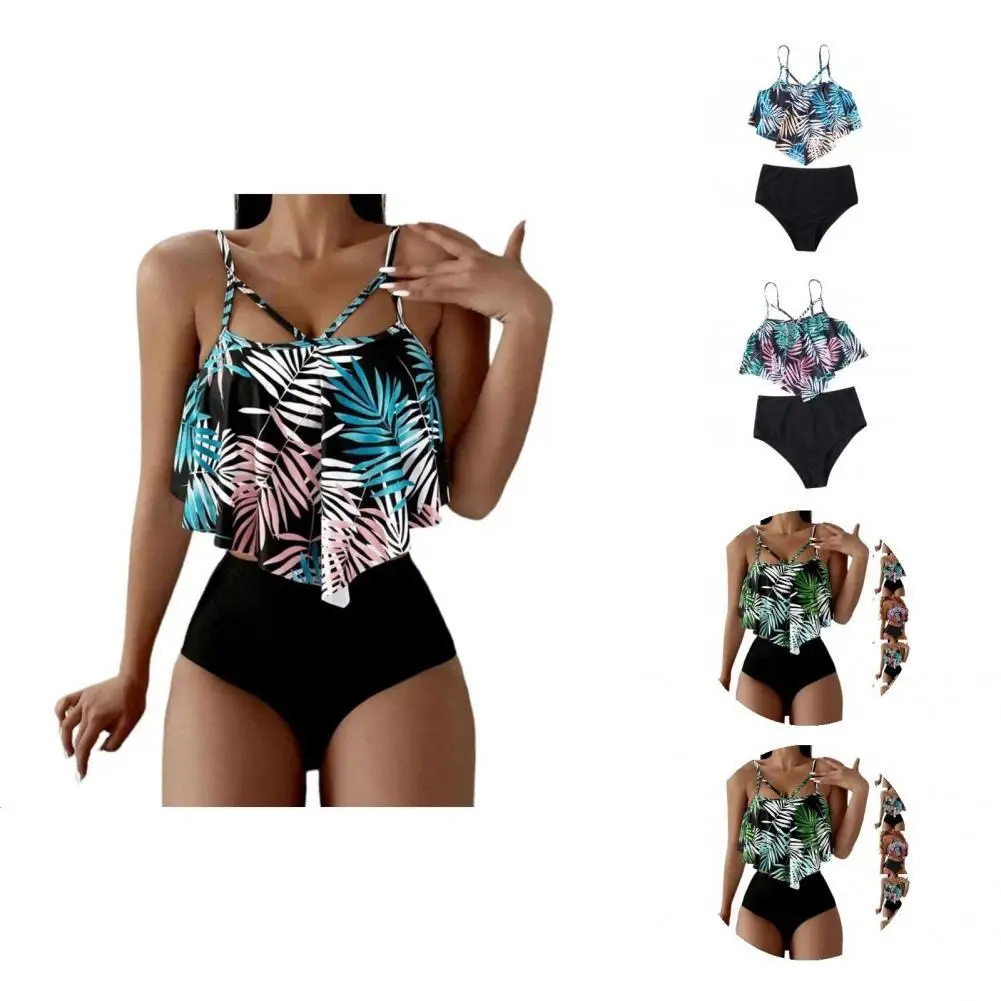 

Good Stretch Two-piece Spaghetti Straps Wireless Split Bikini for Swimming