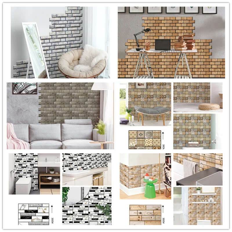 

1Pcs Decoration Wall Stickers Vintage DIY 3D Waterproof Self Adhesive Wallpaper Brick Simple Style For Living Room Bedroom