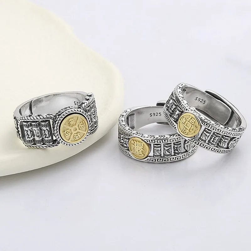 BOCAI Новинка 100% S925 серебряные ювелирные изделия Ретро тяжелые спиннинговые бусины