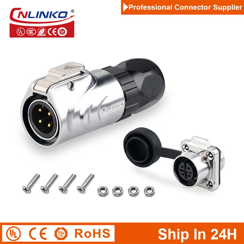 

Cnlinko LP12 4pin M12 IP67 Waterproof Power Connectors Aviation Plug Socket Male Female for Medical Agriculture Mining Industry