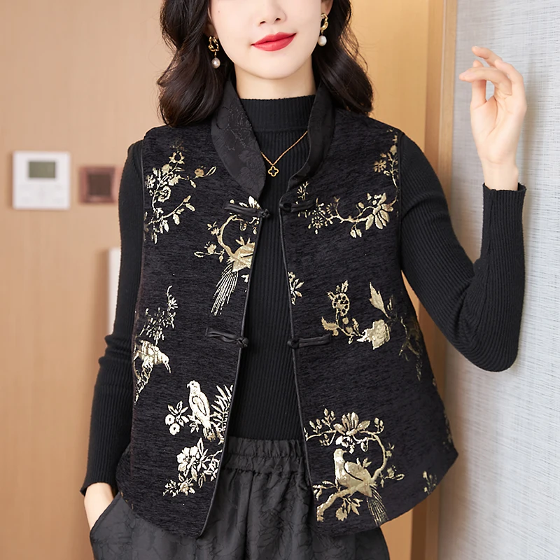 Жилет из хлопка с добавлением национального пряжкой универсальный модный жилет