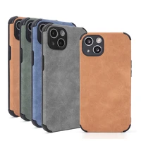 for iphone 13 mini 13pro max lambskin leather phone case retro solid color soft silicone shockproof back cover