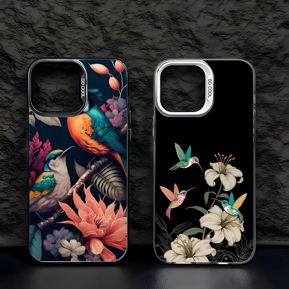 Чехол для мобильного телефона Колибри цветной серебристый модный чехол IPhone 16 15 14