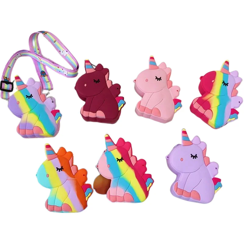 

My Little Pony Anime Cartoon Children's Bag Little Princess Bag Super Cute Silicone Rainbow Pony Coin Purse Girl Messenger Bag