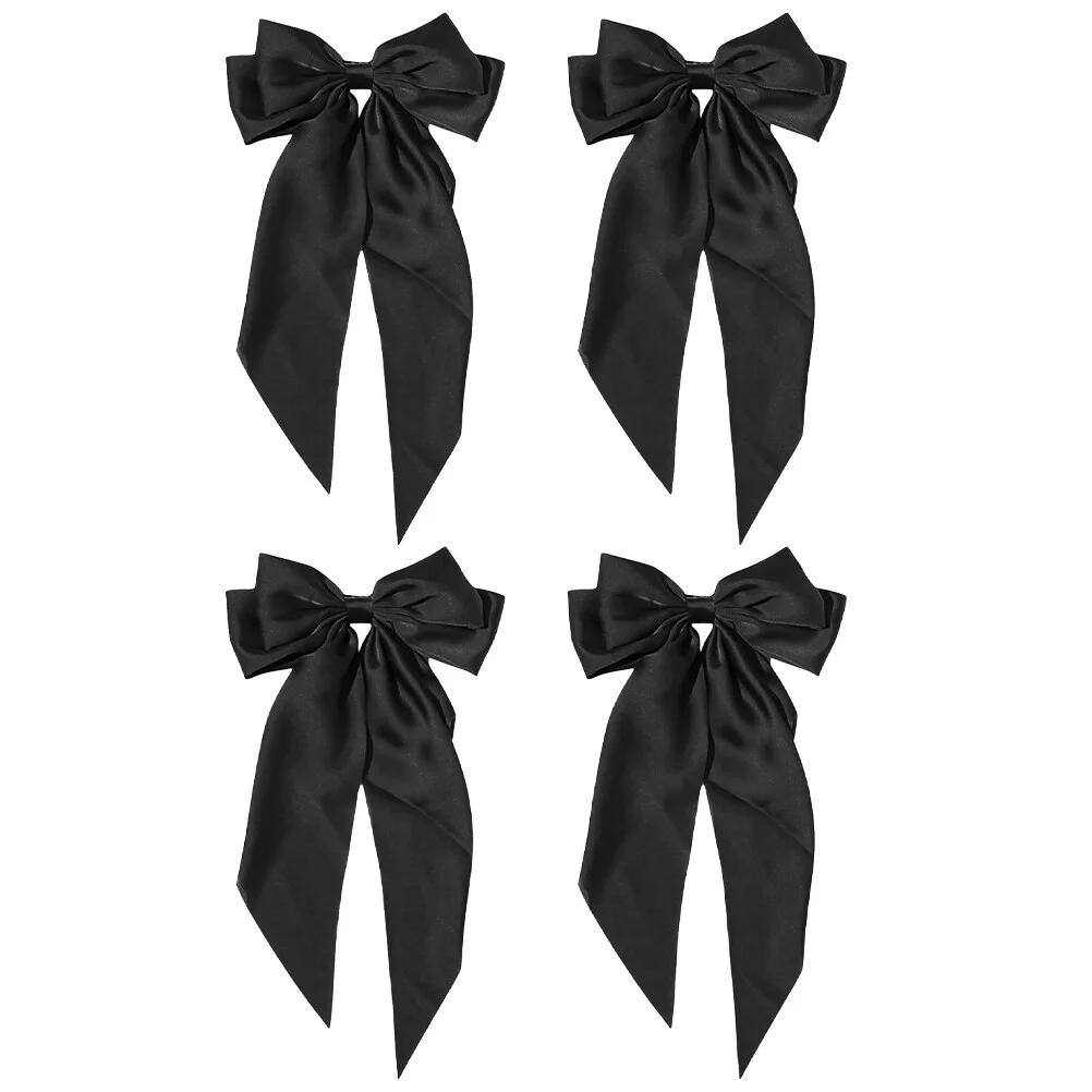 

4 Pcs Hairpin Girls Accessory Women Clips Bow Tie Bows Fabric Decoration Hairpins Long Woman Red