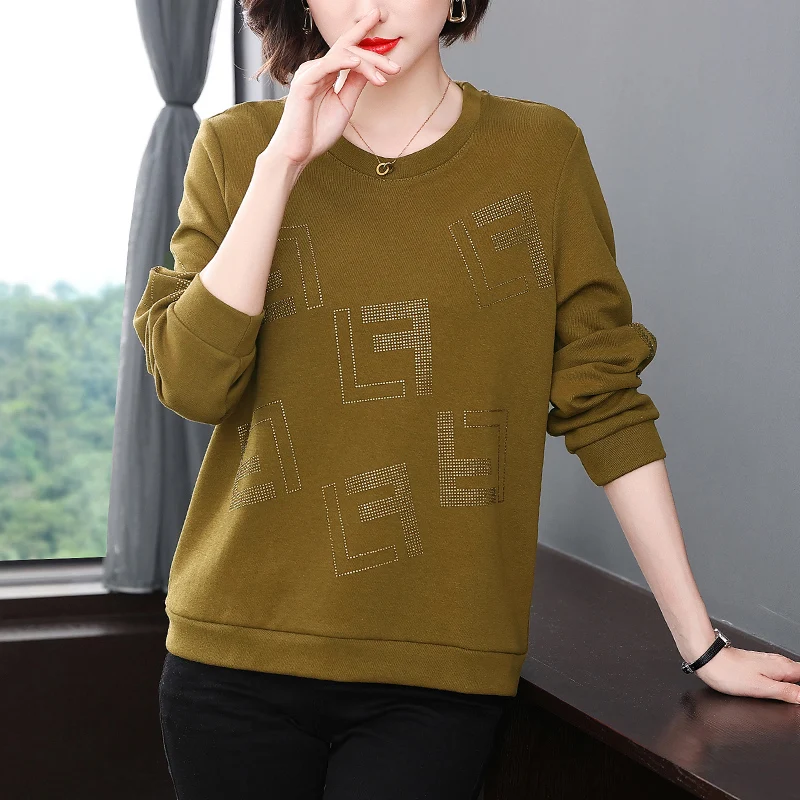 

Женская Мягкая футболка, Свободный Повседневный пуловер большого размера, в стиле ретро, весна-осень, 809