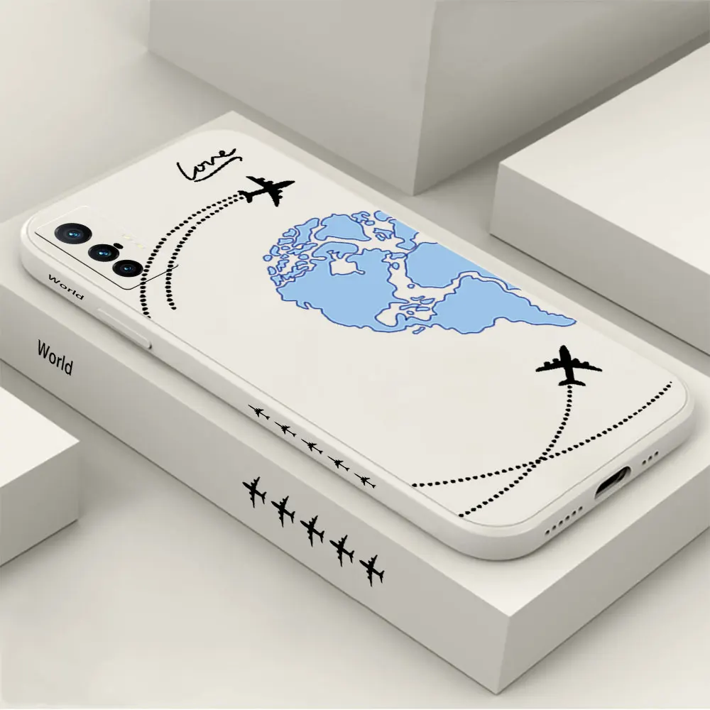 

Planes World Map Travel Phone Case For VIVO X90 X80 X70 X60 X50 X30 X27 X23 X21S X21I X70T X60T X51 X21IA Pro Plus Cases Cover