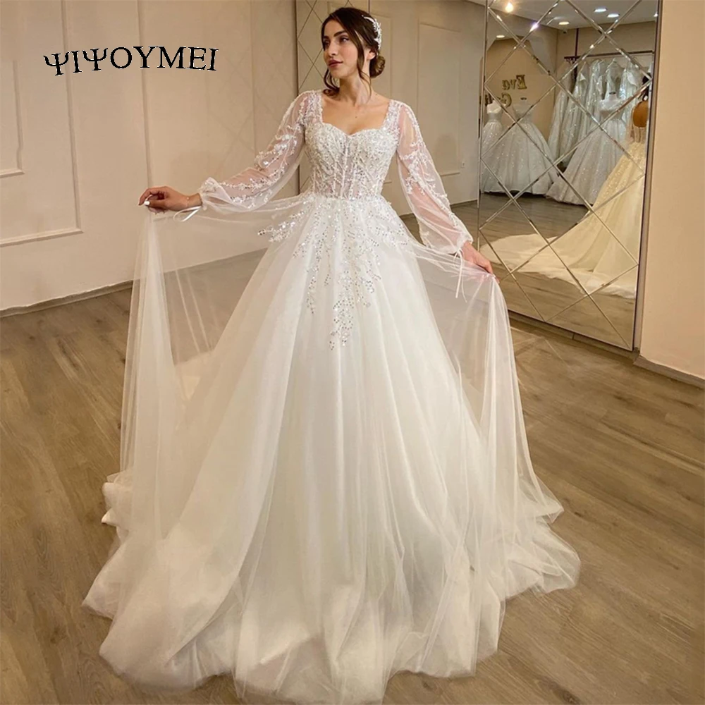 

Женское пляжное свадебное платье It's yiiya, белое ТРАПЕЦИЕВИДНОЕ платье с рукавами-фонариками и разрезом сбоку на лето 2023