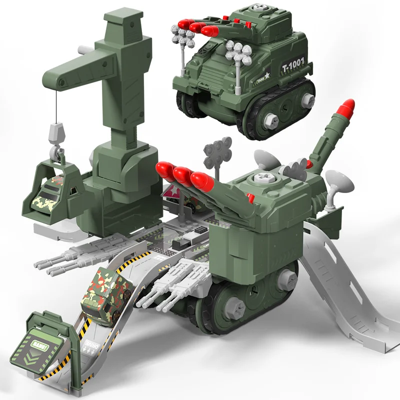 

DIY Transform Tank Military Fortress Assembly Set Toys for Kids Launch Rocket Action Vehicle Soldier Combination for Boys Gifts
