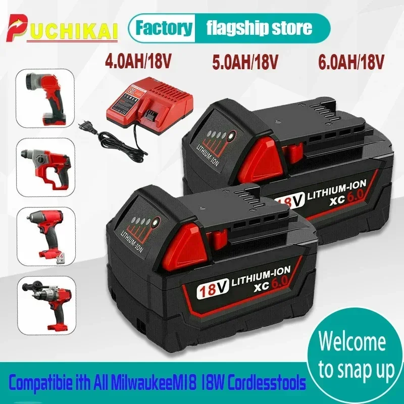 Литий-ионный аккумулятор 18 В 18650 подходит для электроинструментов Milwaukee M18 48-11-1815