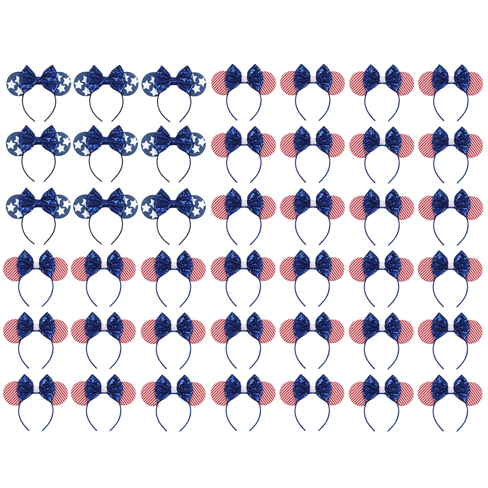 

Повязка на голову с блестками на День Независимости, повязка на голову с ушками диснеевских звезд, мыши, аксессуары для волос для вечеринки, ...