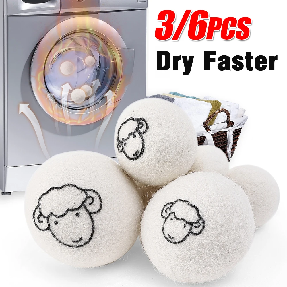 

6/1Pcs Reusable Wool Dryer Balls 3/4/5cm Softener Home Laundry Fleece Dryer Balls Kit Clothes Dryer Washing Machine Accessories