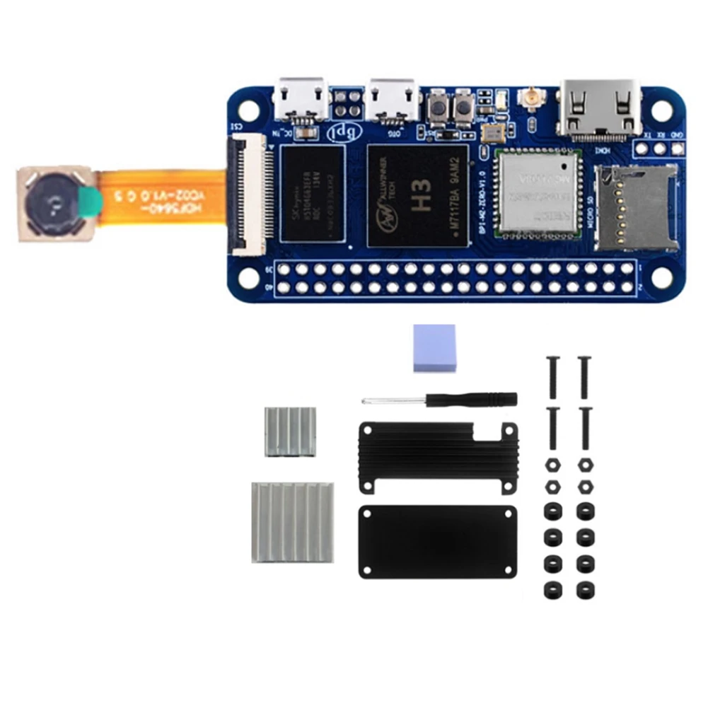 

For Banana Pi M2 Zero Quad-Core Allwinner H3 512MB Development Board+OV5640 Camera+Aluminum Case+Heatsinks (Not Welded)