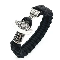 viking runes beads jewelry slavic perun axe kolovrat symbol vikingos handmade braided bracelet for men women talisman jewlery