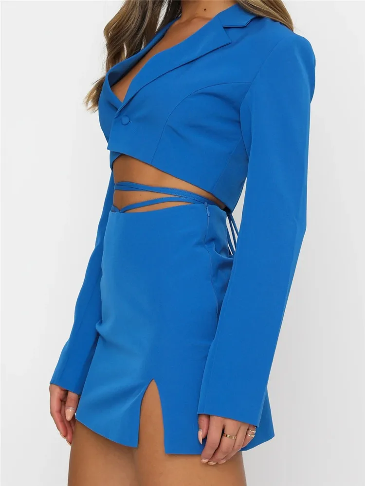 Articat/осенний комплект из двух предметов Женский однотонный офисный костюм