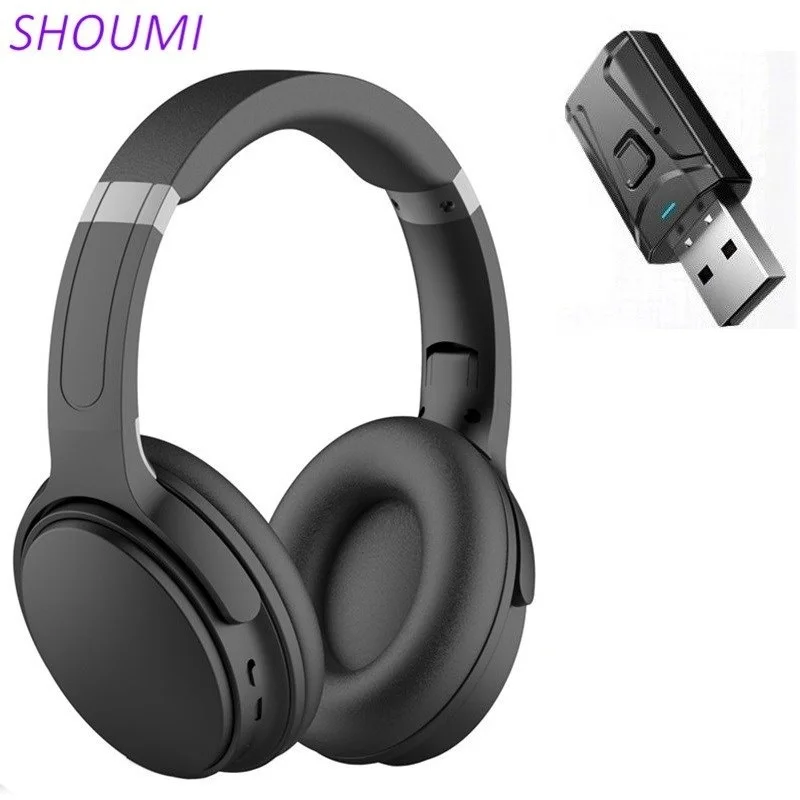 

Shoumi ANC Bluetooth Headphones Wireless Active Noise Canceling Headset Foldable Bass Helmet USB Tvs Adaptor with Mic for TV PC