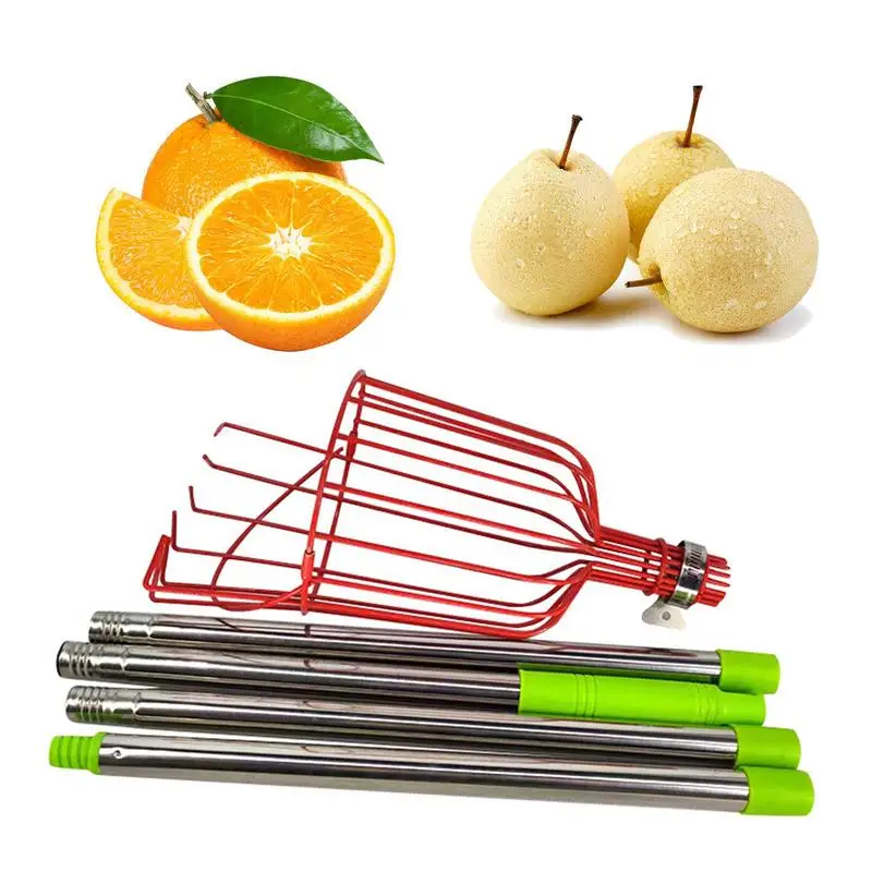 

Fruit Picker Pole Long Telescopic Metal Catcher Pole Lightweight Fruit Picking Equipment For Mangoes Avocados Apples And Oranges
