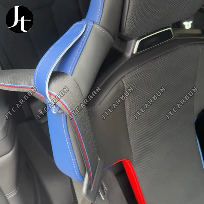 Фото Красочный автомобильный ремень безопасности для BMW G87 M2 G80 G81 M3 G82 G83 M4 F90 M5 из натуральной кожи, ремень безопасности для салона автомобиля №2