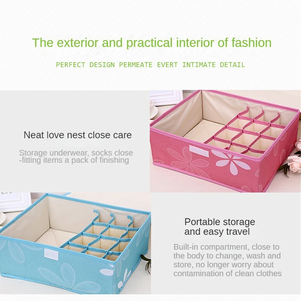 

Foldable Wardrobe Organizer Water-repellent Underwear Bra Storage Box Covered With Compartments Cloth Underwear Storage Box