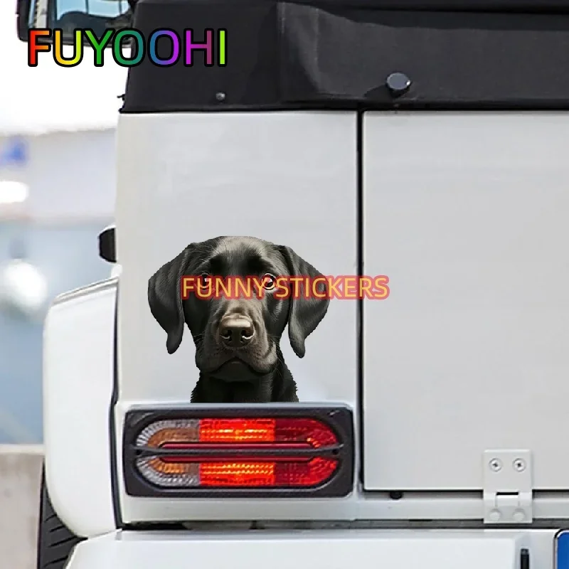 Фото Виниловая наклейка на автомобиль FUYOOHI с милым щенком лабрадора, очаровательный подарок для владельца питомца №3