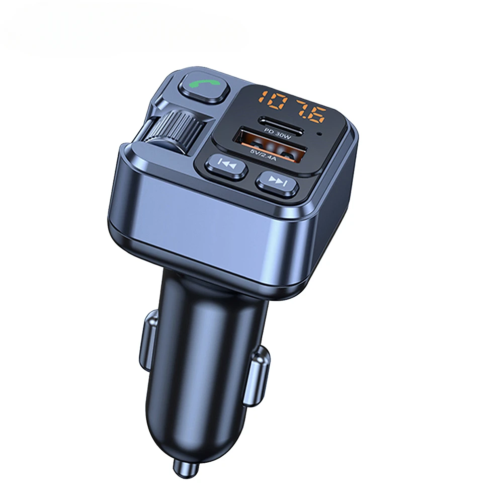 

Bluetooth V5.1 30W PD Car FM Transmitter Wireless Charger Audio Adapter MP3 Player with Fast Charging Ports