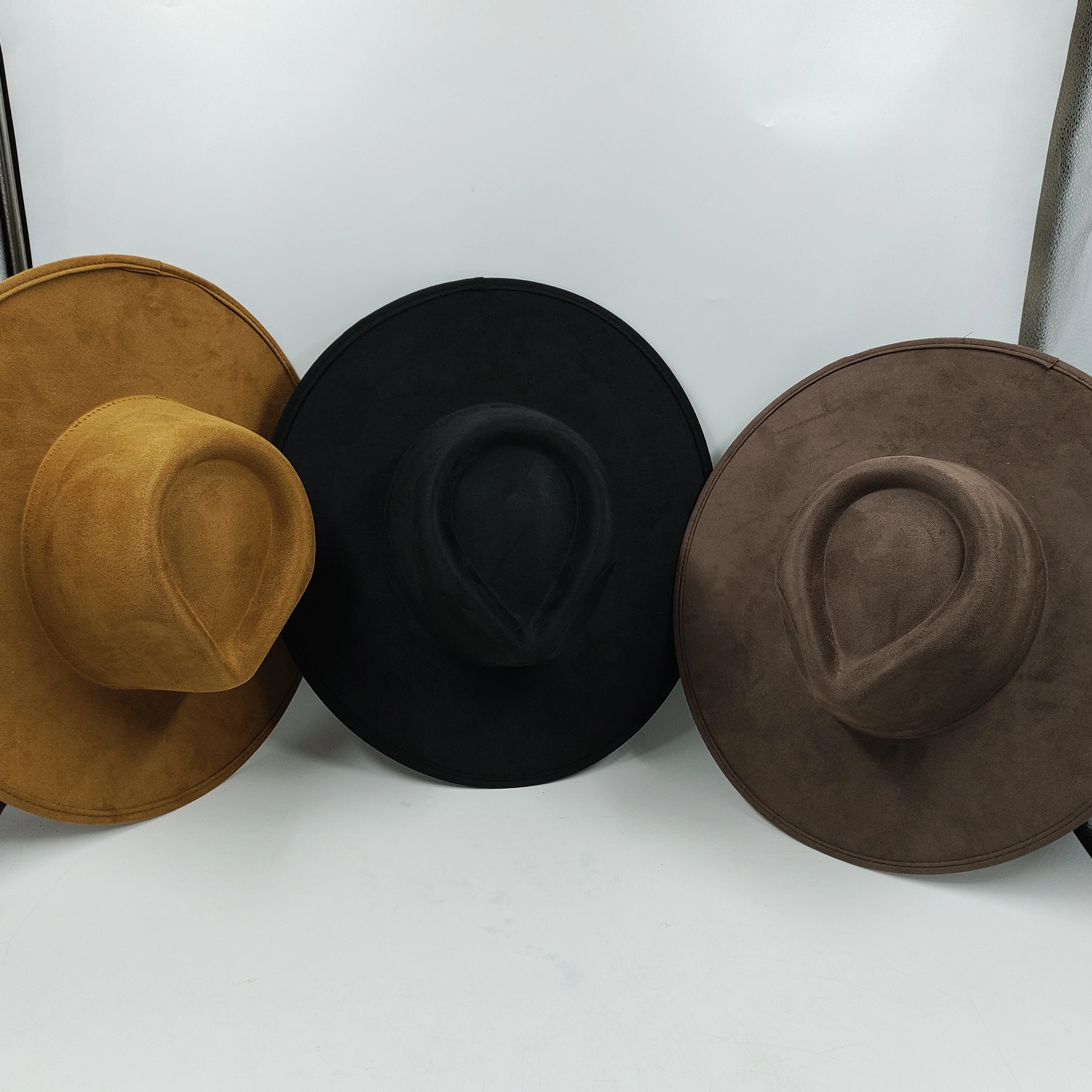 Замшевая шляпа Fedora с большими полями для мужчин и женщин джазовая осенне-зимняя