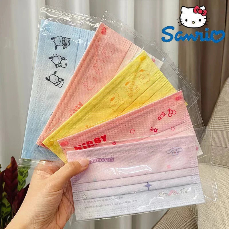 

Sanrio Kawaii одноразовая маска для лица аниме мультфильм маскариллы почтовые Кирби помпон пурин Крышка для рта 3-слойная защитная маска
