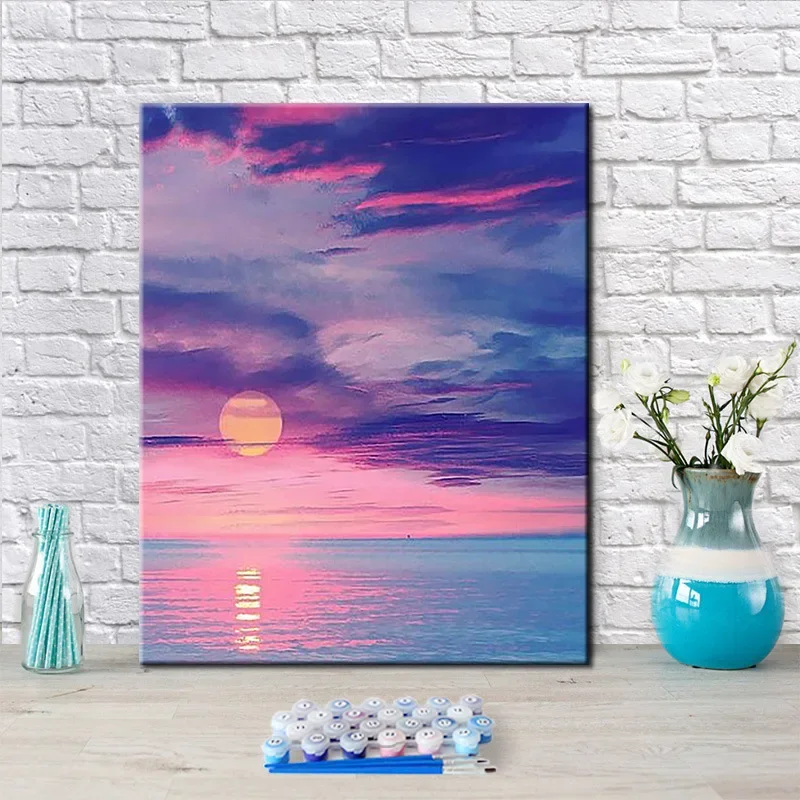 

01943515Digital oil painting modern simple sunset aesthetic hand-painted decorative painting