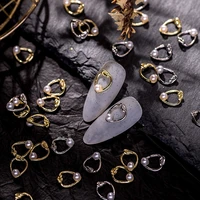 20pcs japanese sliver gold metal nail charms irregular alloy pearl frame nail art decoration diy oval nail accessories and tools
