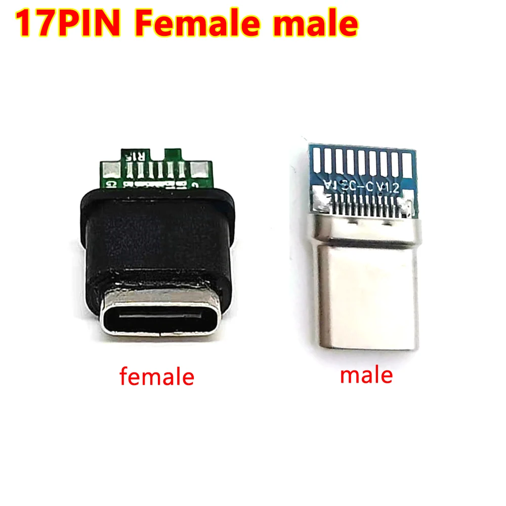 

17Pin Type-C Connector male Female 24P USB3.1 Welding Wire Splint Waterproof With Data Charging BoardHigh Current Fast Charging