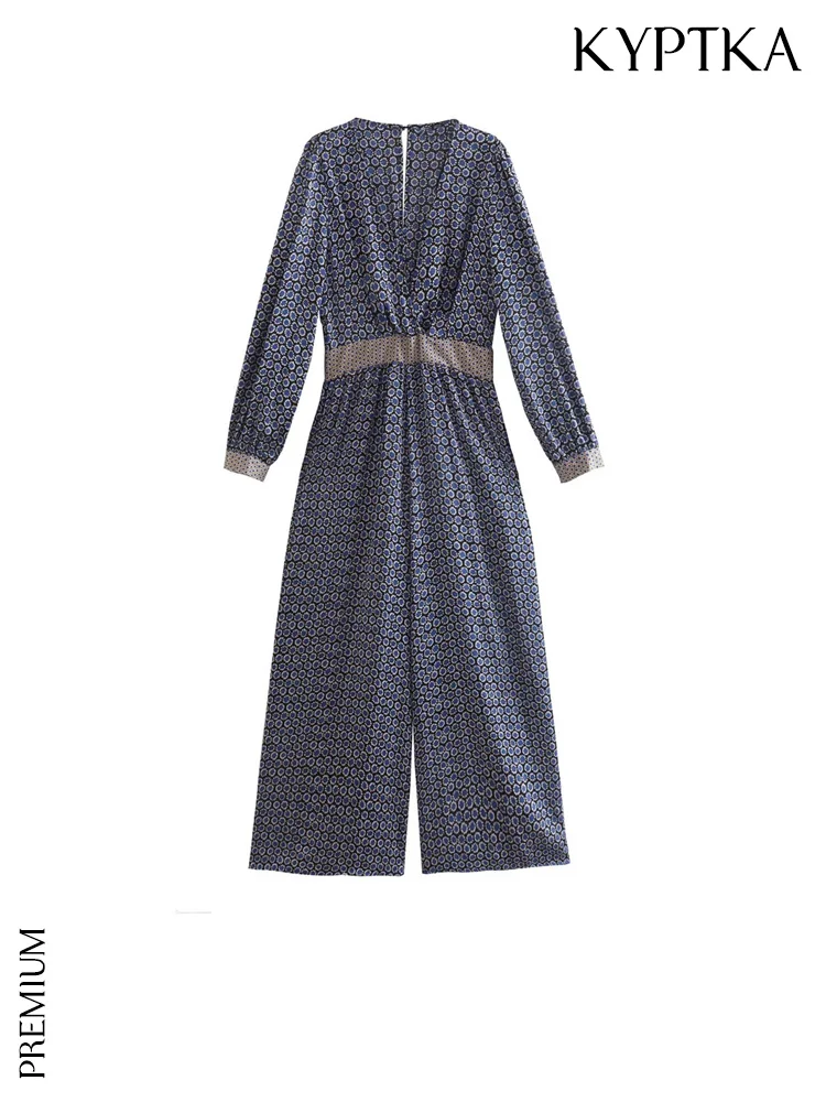 Женские Свободные Комбинезоны KYPTKA белые винтажные комбинезоны с геометрическим