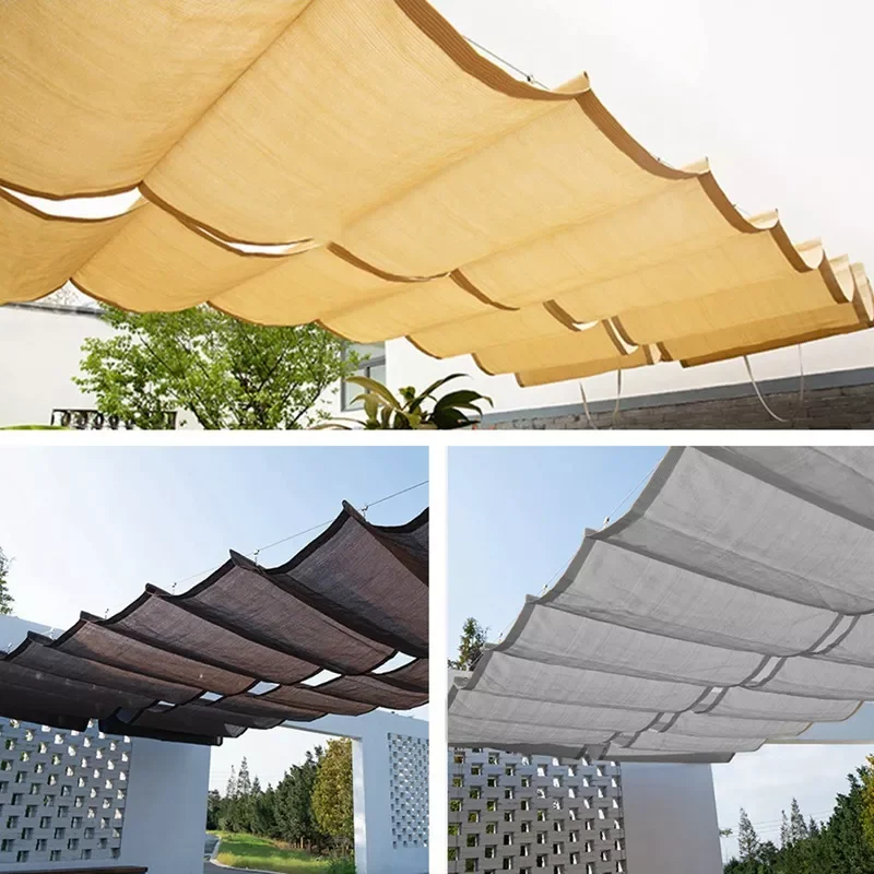 

Customizable Courtyard Pavilion Telescopic Wave Sun Shade Net Sun Room Canopy Shading Sails Cloth Balcony Terrace Sunshade Nets