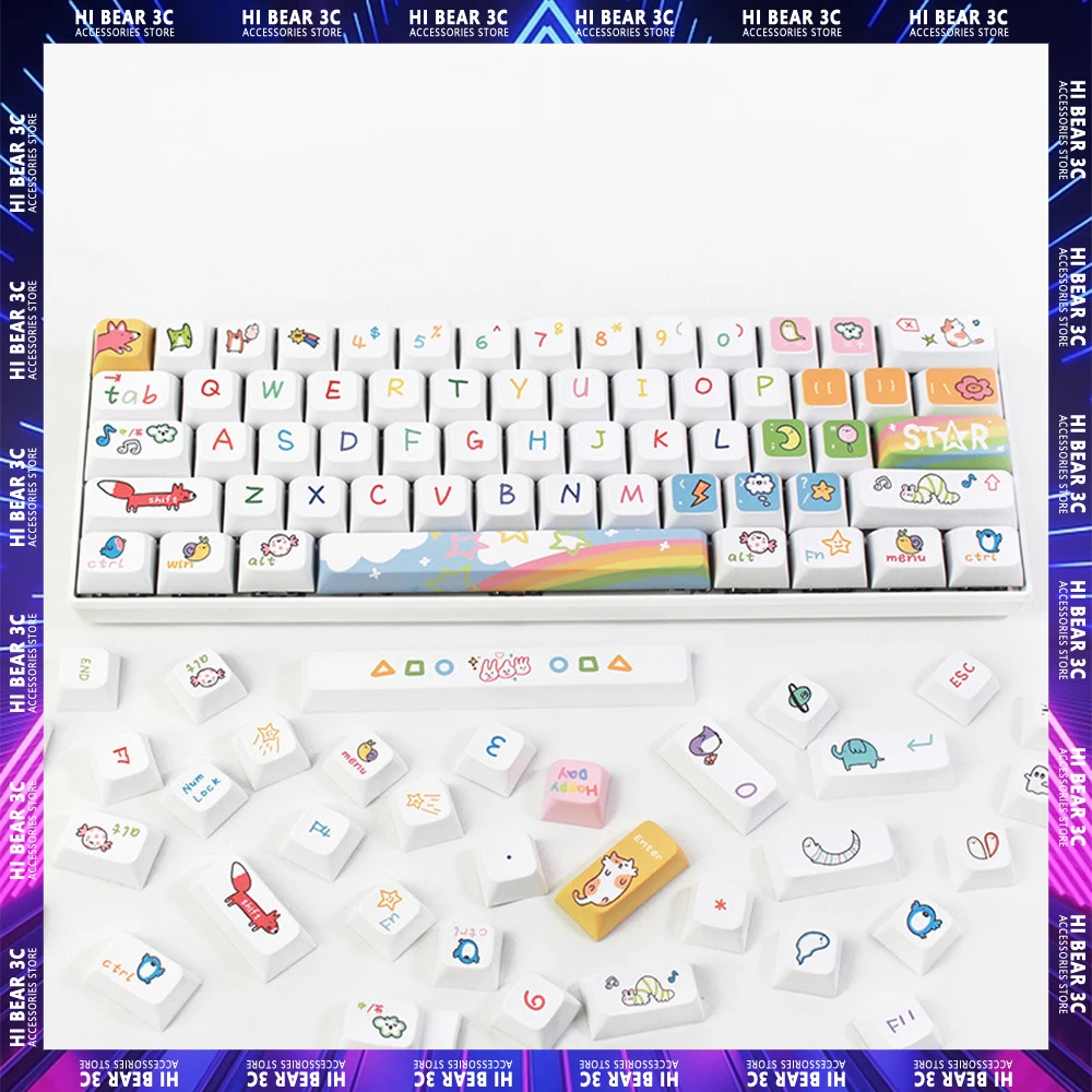 

Animal Party Keycaps 127 Key XDA Height Sublimation PBT Keycap Mechanical Keyboard Keycaps Set Gaming Keyboard Gamer Accessories