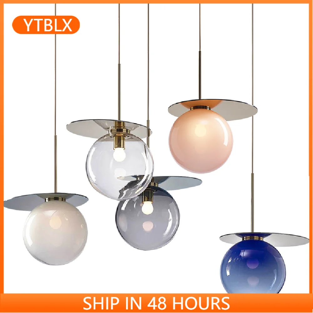 

Modern Simple Dining Room Pendant Lights Nordic Personality Bar Bedroom Bedside Cafe Kitchen Single Decorate Glass Hanging Lamp
