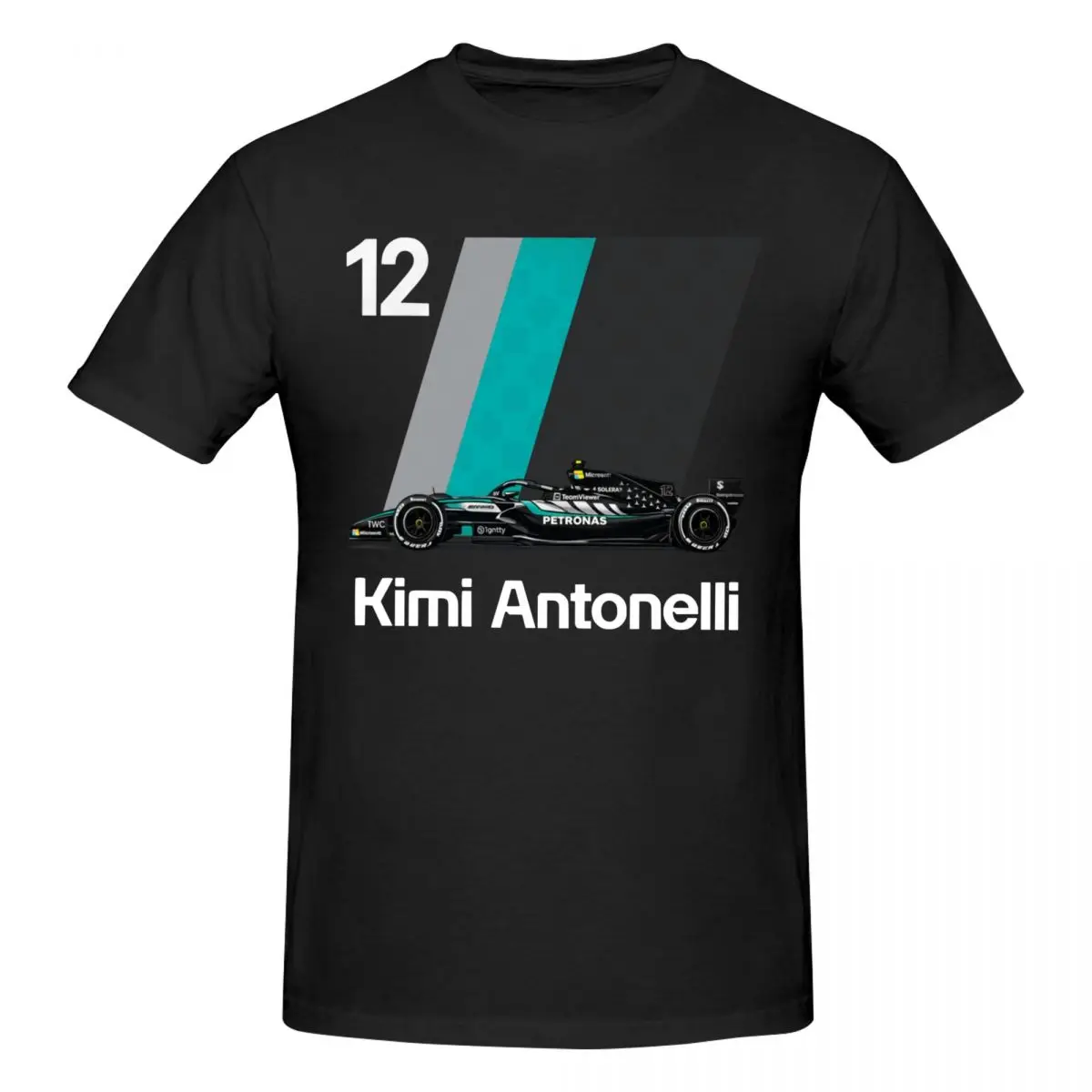 Фото Мужская футболка для гонщиков Kimi No.12 Antonelli, стильная уличная одежда, хлопковые рубашки №1