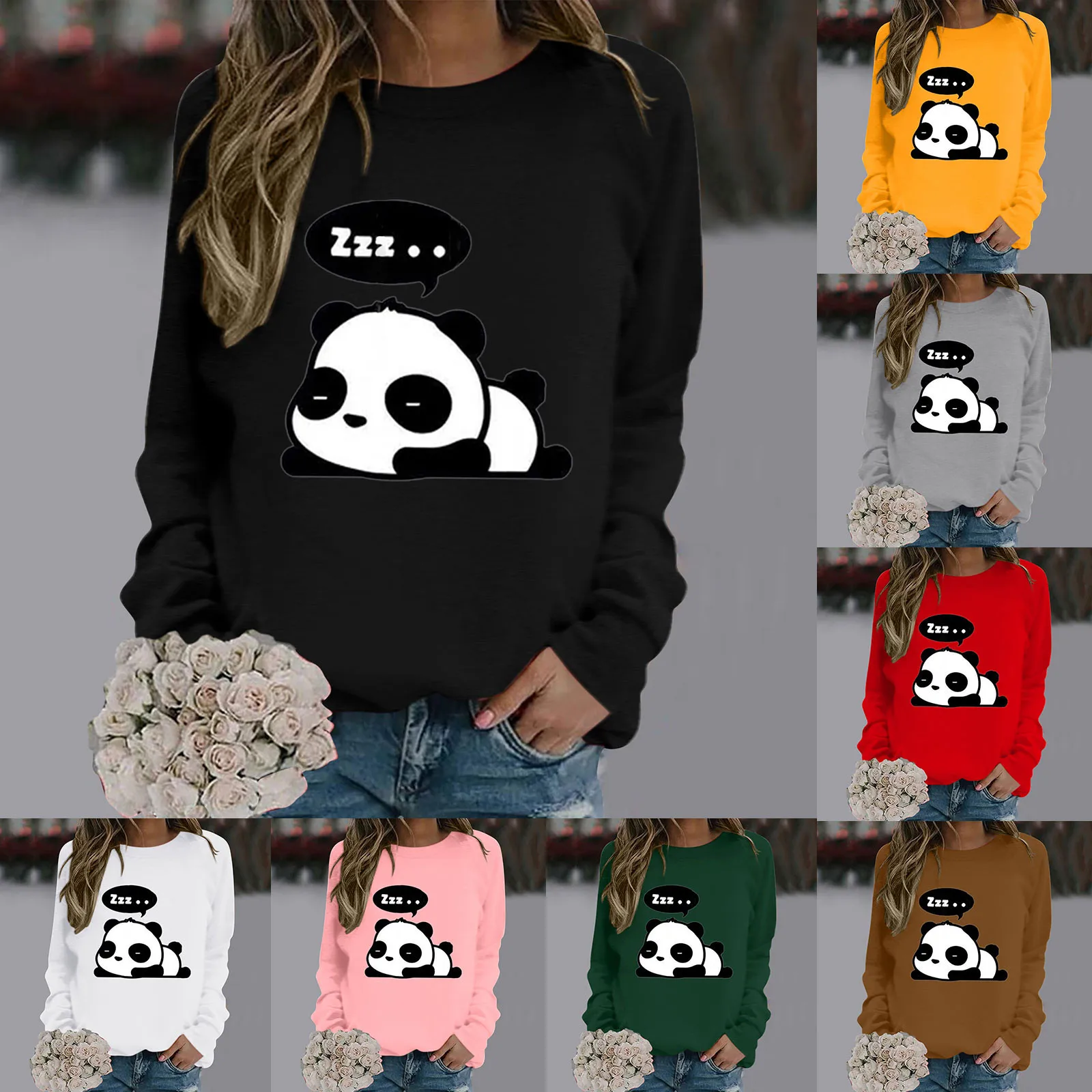 

Женский свитшот с круглым вырезом, с принтом