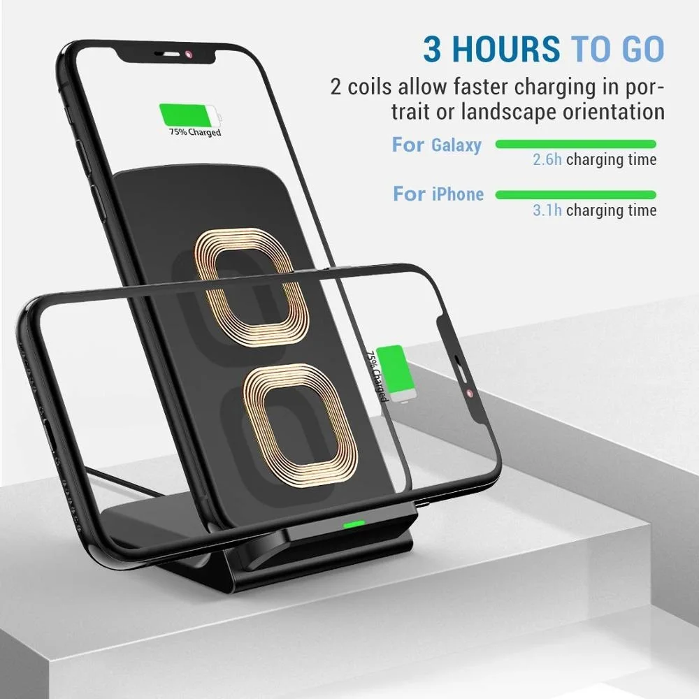

15W Qi Wireless Charger Stand For iPhone 12 11 Pro XS MAX XR X 8 Samsung S21 S20 S10 S9 Fast Charging Dock Station Phone Charger