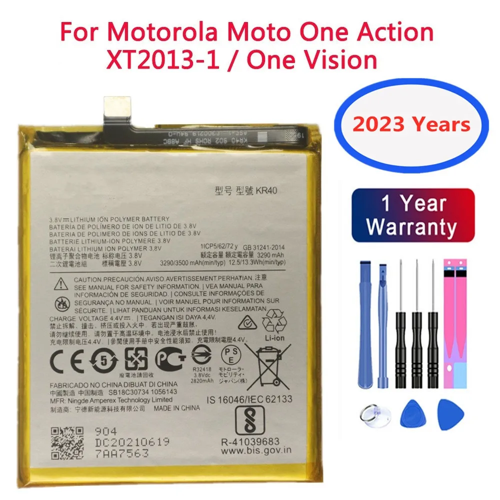 

2023 год, сменный аккумулятор KR40 для Motorola Moto One Action XT2013-1 / One Vision XT1970-1 3500 мАч, аккумулятор для телефона