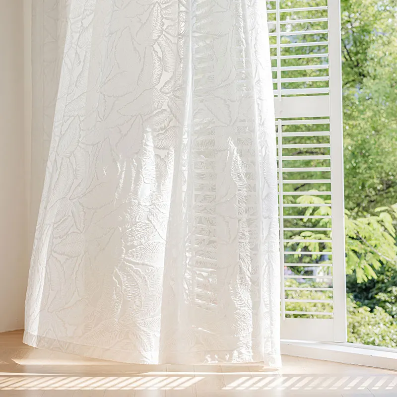 

Translucidus белые тюлевые шторы для гостиной, спальни, роскошные прозрачные шторы с тиснением листьев для кухни, домашний декор на заказ