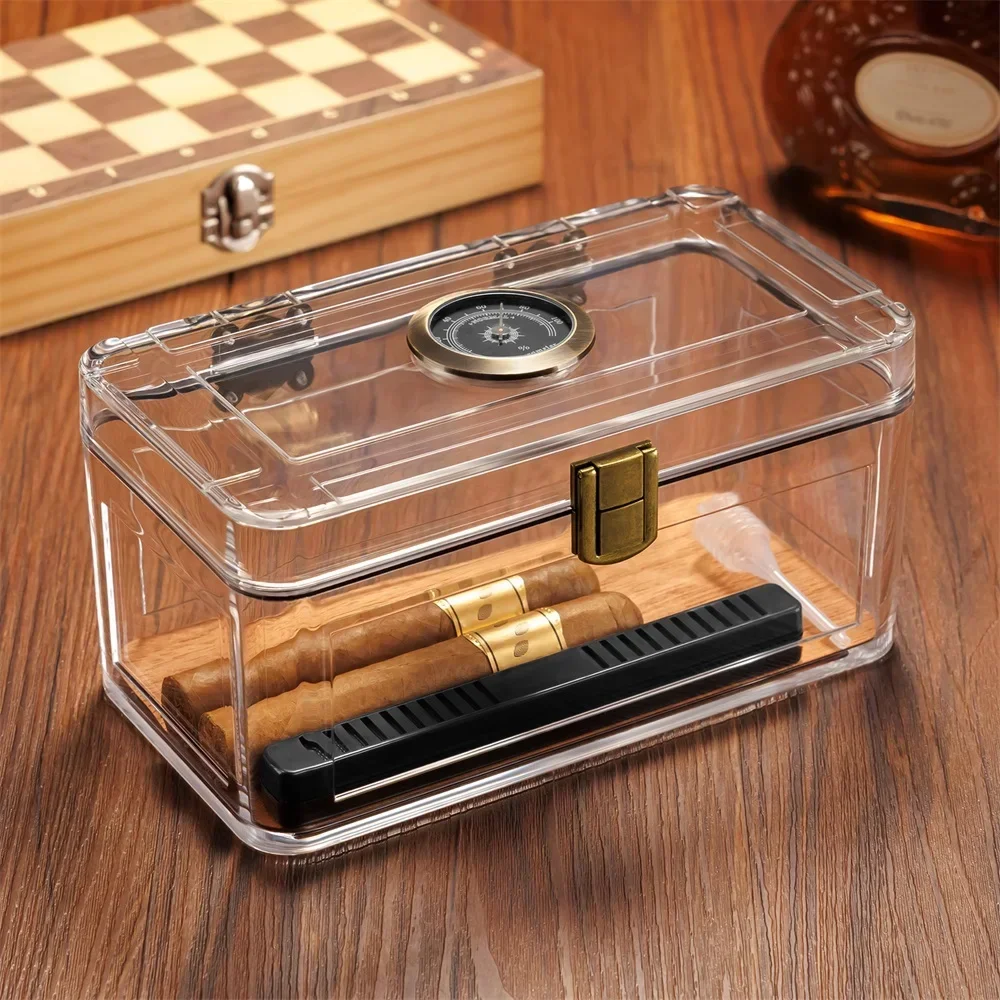 Профессиональный Акриловый Хьюмидор Для Сигар С Гигрометром Портативные
