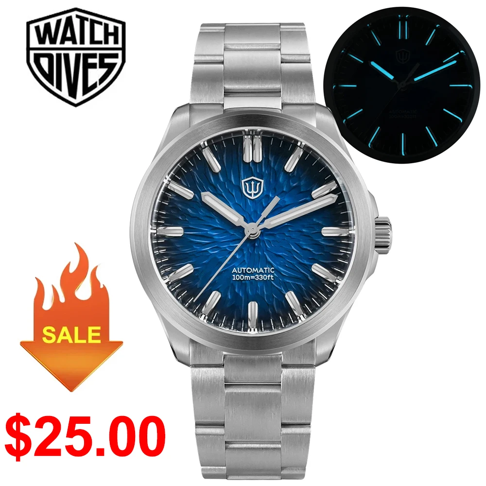 Watchdives WD0005 Часы для дайвинга NH35 Механические часы с куполообразным сапфиром BGW9