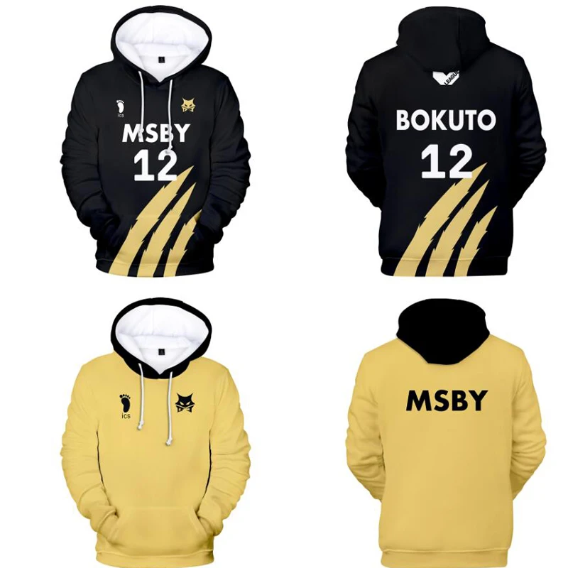 

Костюм для косплея унисекс из японского Аниме Haikyuu Msby Black Jackals, толстовка с капюшоном 3D, школьная форма, уличная одежда, куртка