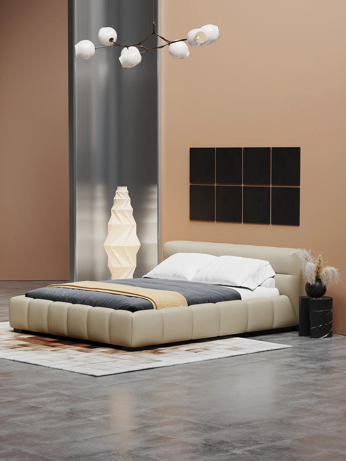 Современный дизайн мебель для главной комнаты спальни деревянная основа кожаная