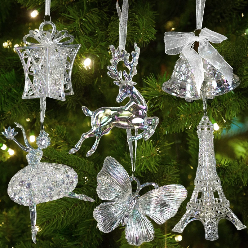 

Christmas Tree Acrylic Elk Angel Doll Bell Hanging Ornaments Pendant 2023 Merry Christmas Decoration for Home 2024 New Year Gift