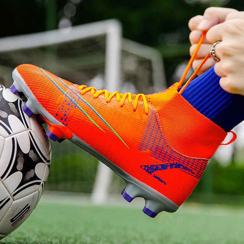 2023 New Football Boots For Men High-Top Soccer Shoes Anti-Skid Football Cleats Sport Sneakers For Kids Boy Krampon Futbol Erkek