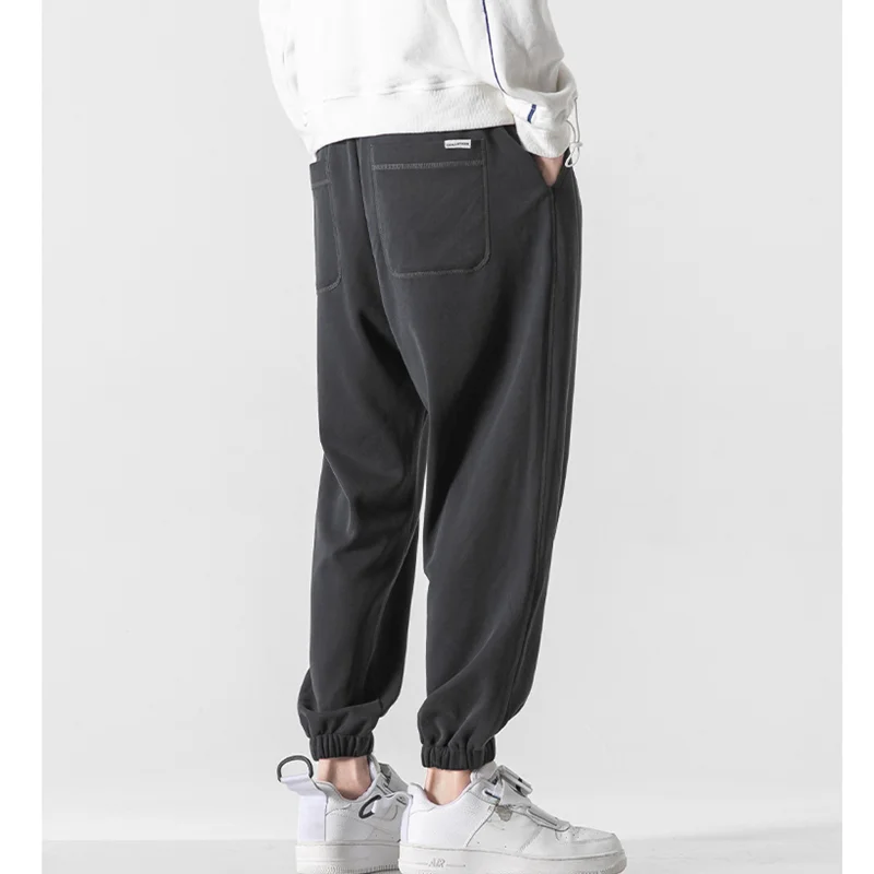 Streetwear Men 2022 Autumn and Winter Fashion New Pattern Loose Sweatpants Elastic Waist Black/Bluish Grey Casual Pants Female