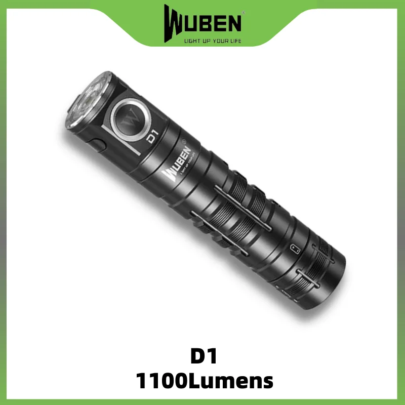 WUBEN D1 Mini Flashlight 1100Lumens Type-C Rechargeable Troch Include 18650 Battery With Power Bank Function